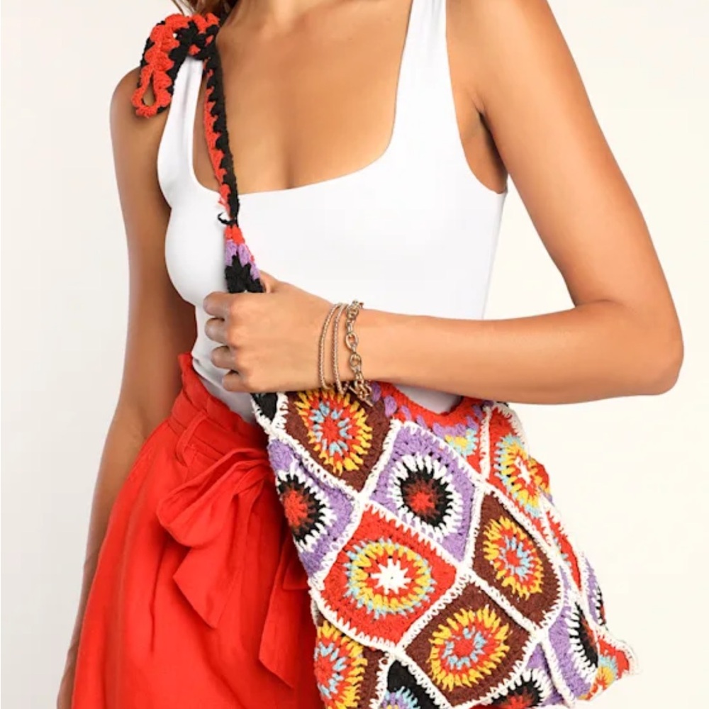 Lulus boho bae multicolored crochet tote